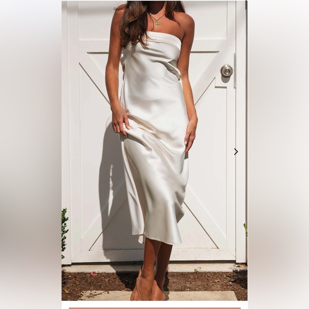 TOPERTH SOLID SATIN FOLDED OVER BUST MAXI DRESS